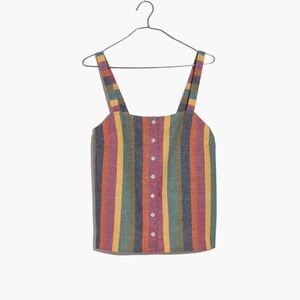 Madewell Rainbow Stripe Button-Front Tank Top